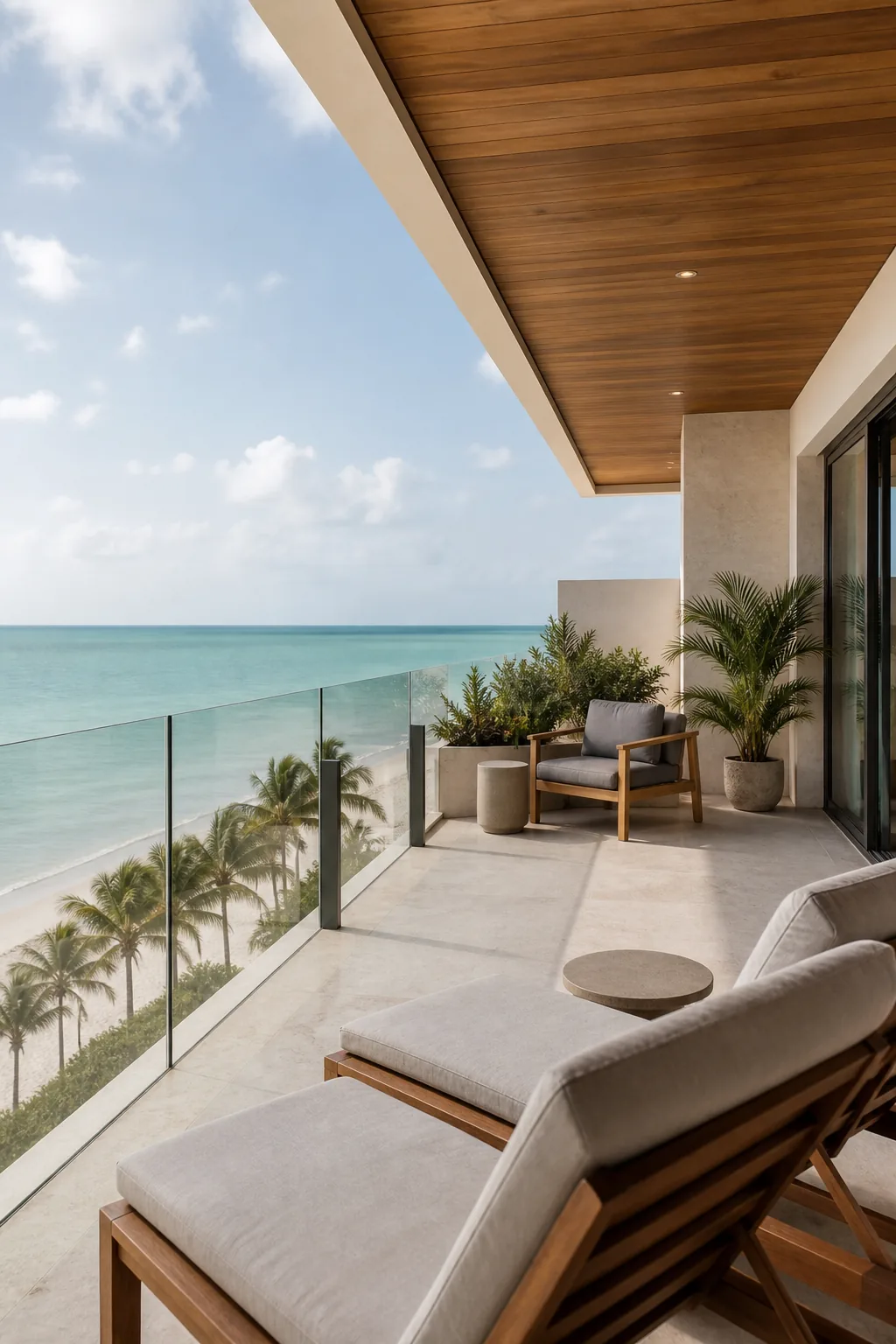 Luxury beachfront condo terrace near San Crisanto Mexico