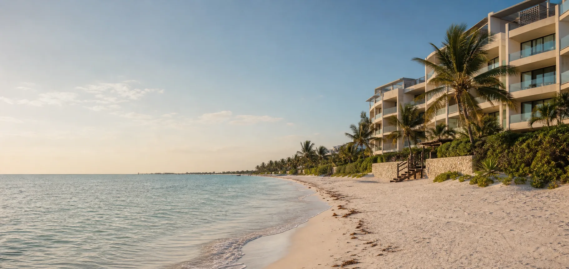 Modern beachfront condos on the Yucatan coast near Progreso and San Crisanto